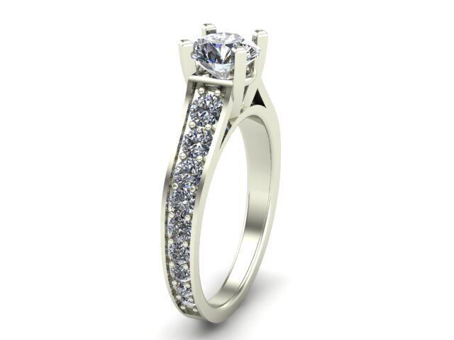 Engagement Ring With Rounded Diamonds 3D model_2