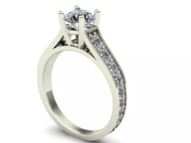 Engagement Ring With Rounded Diamonds 3D model_0