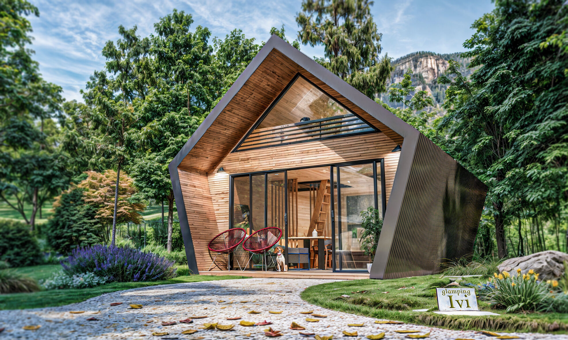 Glamping Pod Vacation House 3D and basic plans with dimensions Low-poly 3D model_2