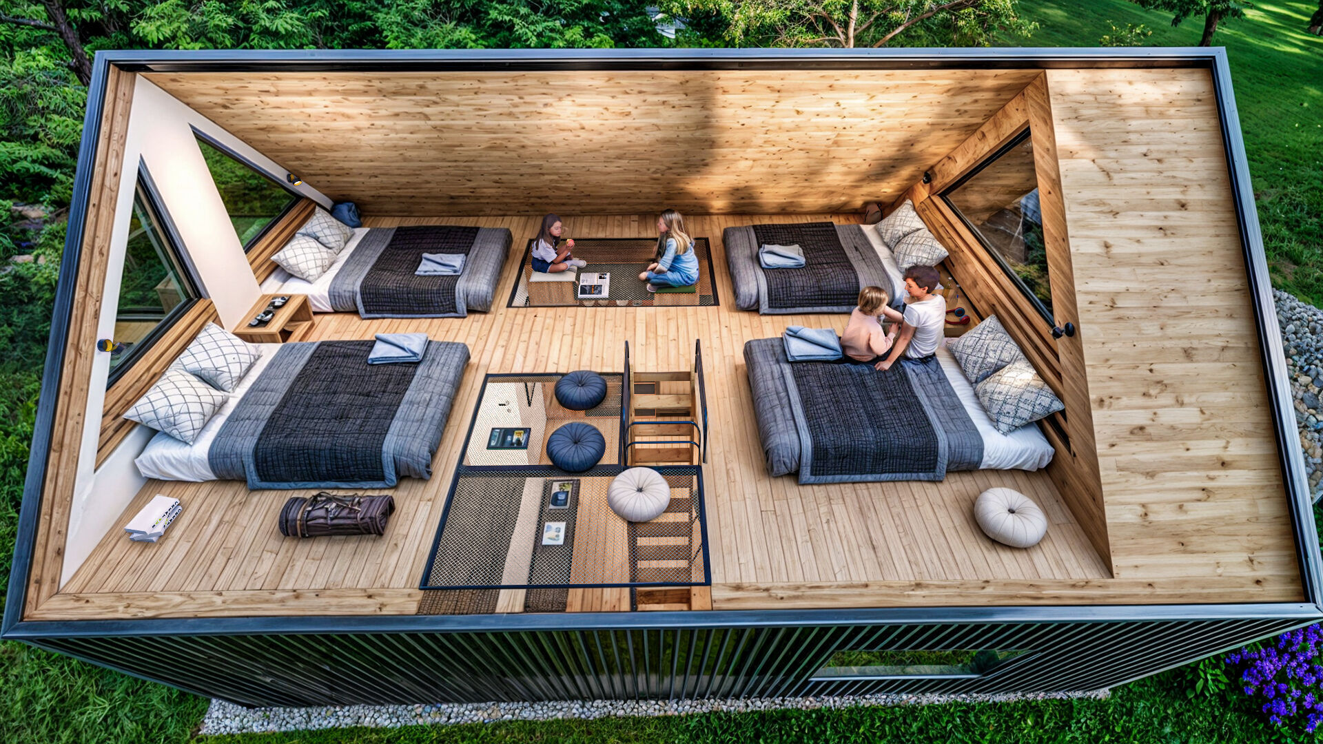 Glamping Pod Vacation House 3D and basic plans with dimensions Low-poly 3D model_3