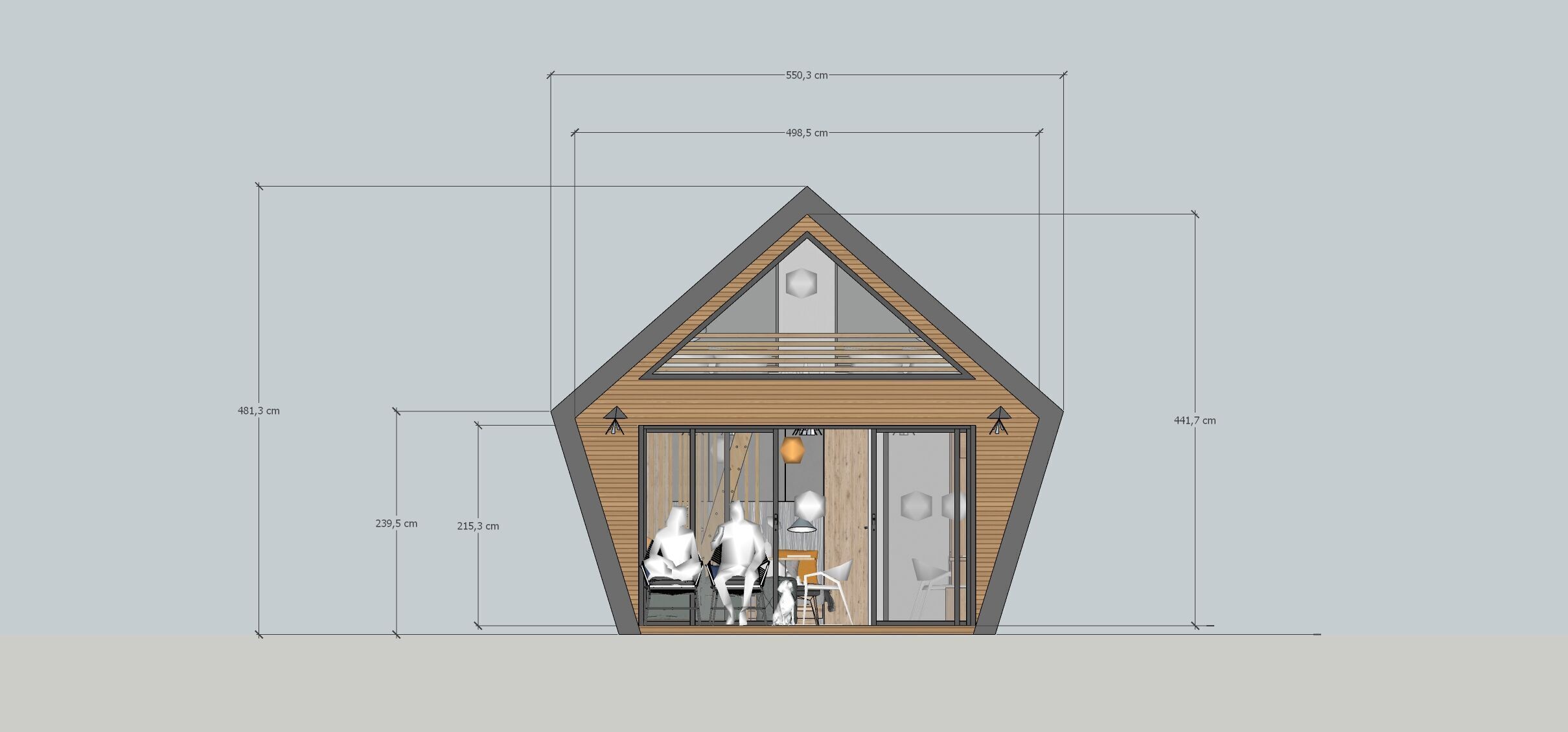 Glamping Pod Vacation House 3D and basic plans with dimensions Low-poly 3D model_6