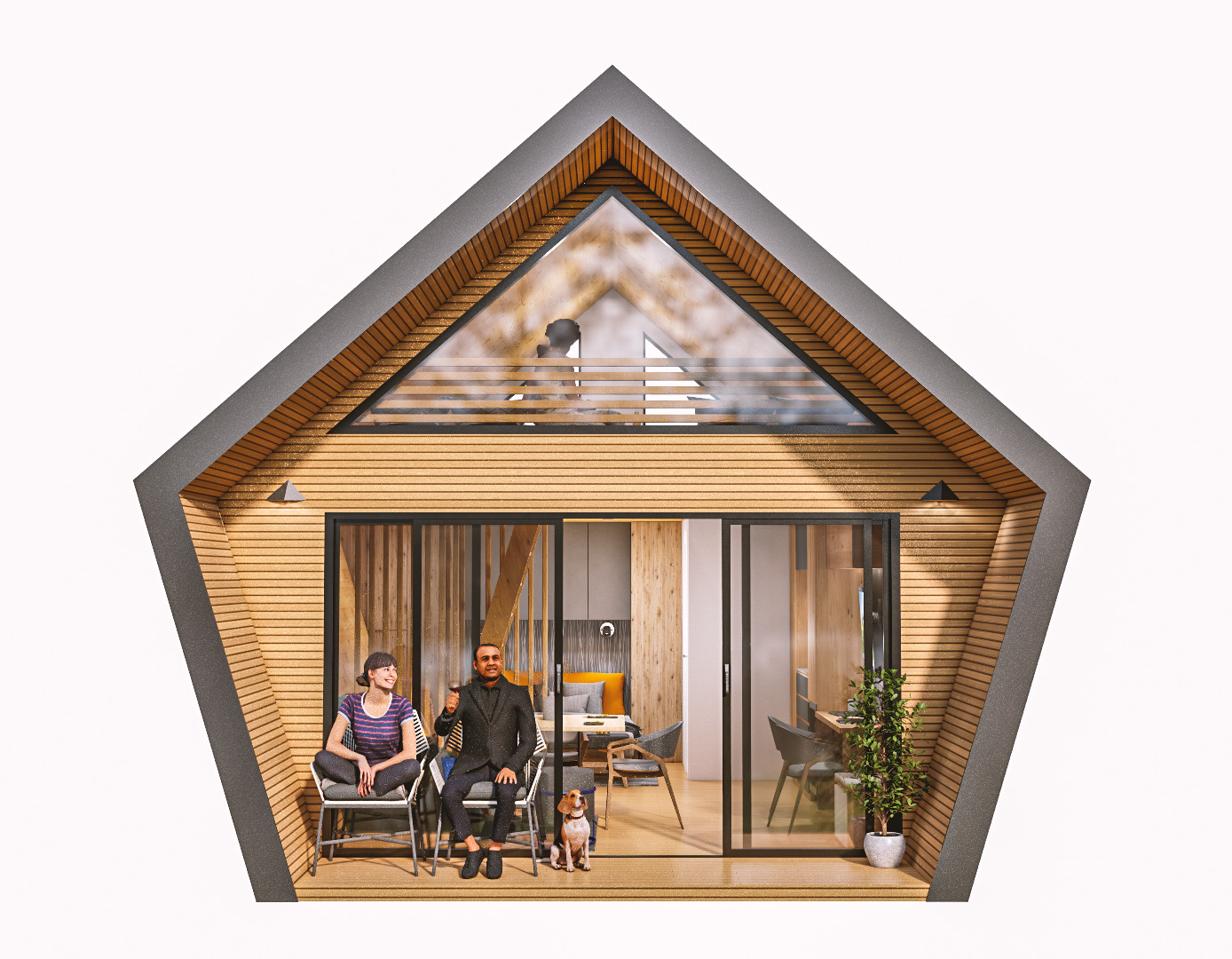 Glamping Pod Vacation House 3D and basic plans with dimensions Low-poly 3D model_12