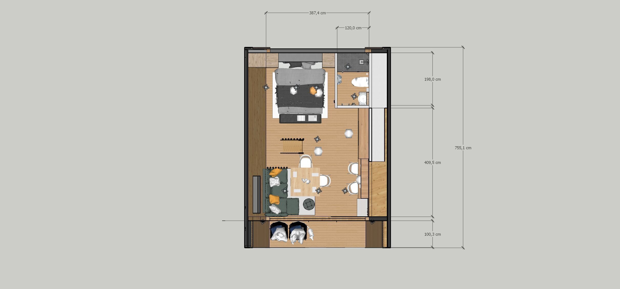 Glamping Pod Vacation House 3D and basic plans with dimensions Low-poly 3D model_7