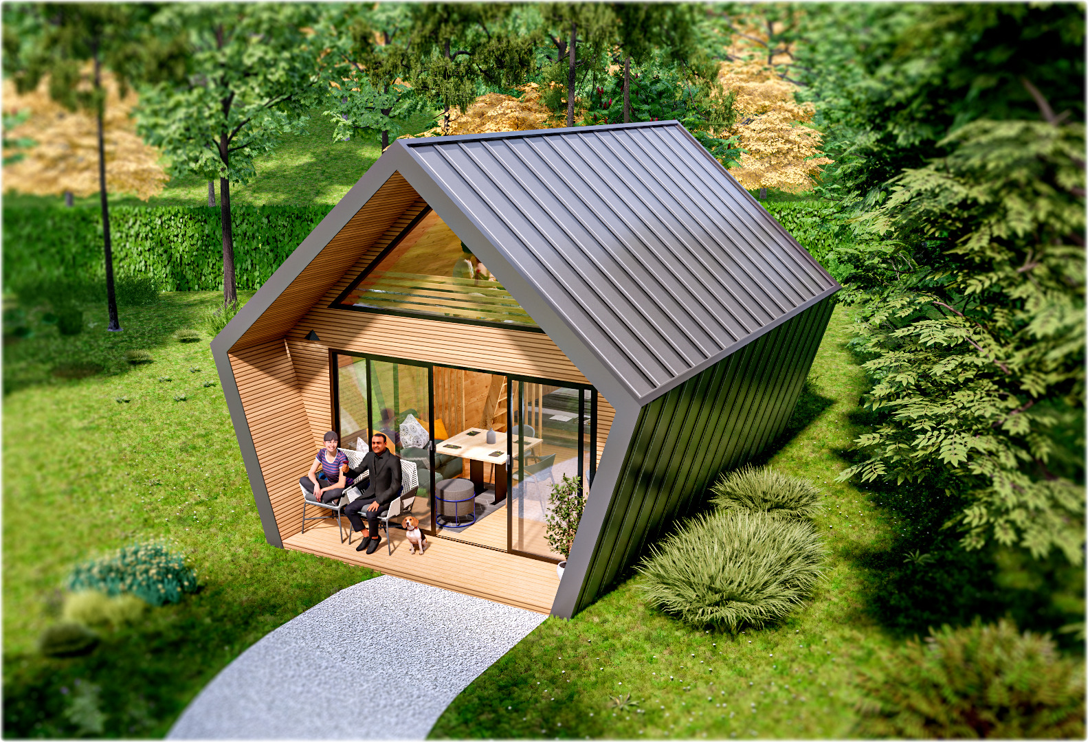 Glamping Pod Vacation House 3D and basic plans with dimensions Low-poly 3D model_14