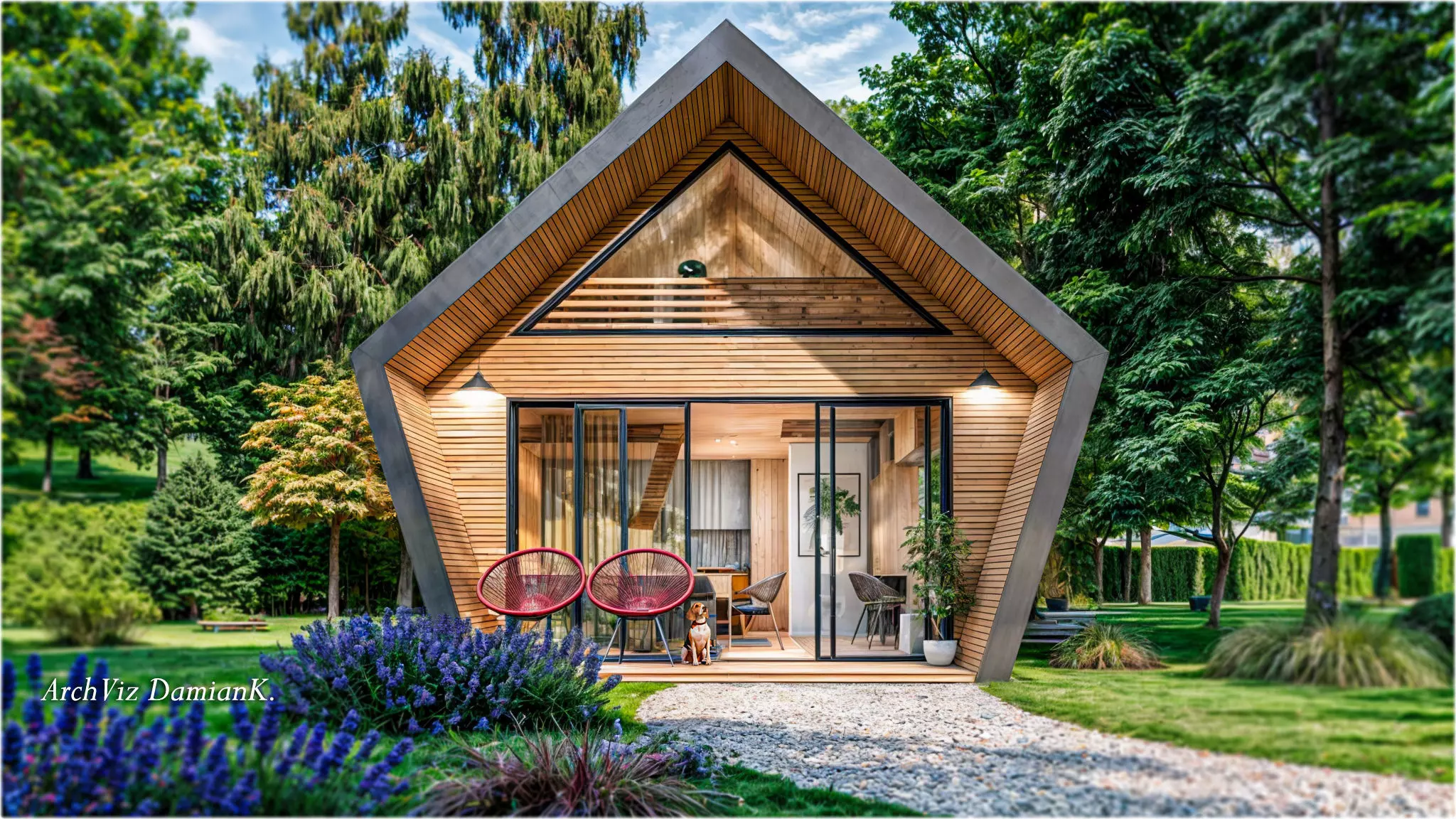 Glamping Pod Vacation House 3D and basic plans with dimensions Low-poly 3D model_0