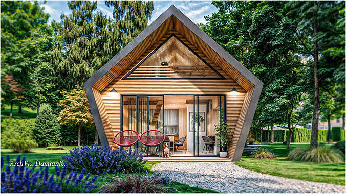 Glamping Pod Vacation House 3D and  basic plans with dimensions Low-poly 3D model