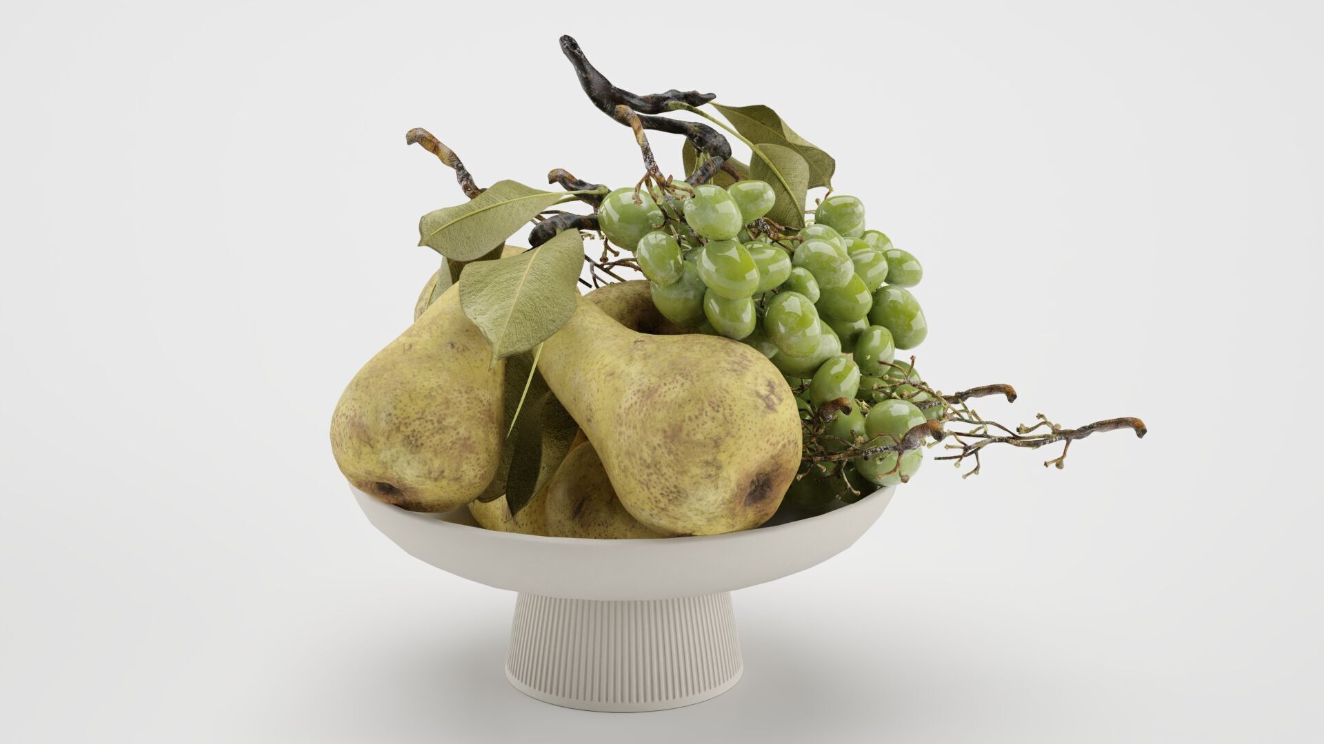 Bowl of Pearls and Grapes 3D model_1