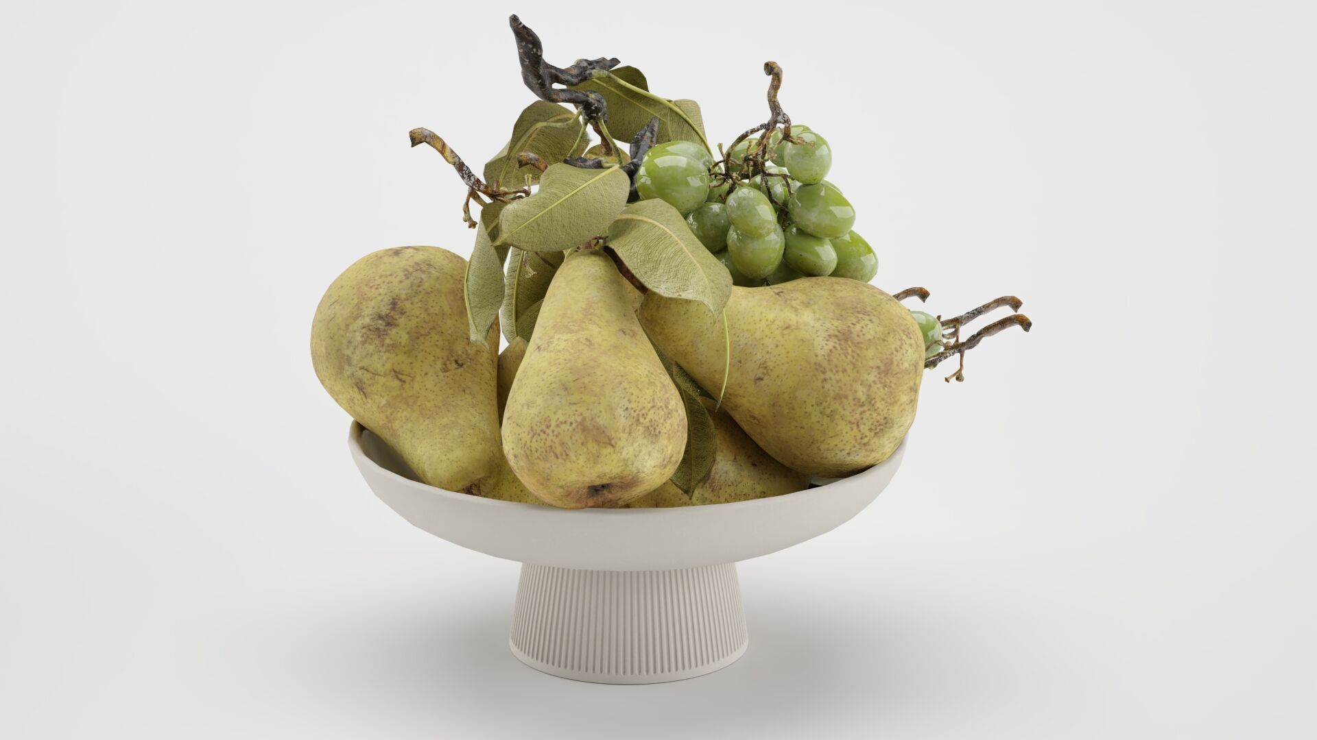 Bowl of Pearls and Grapes 3D model_3