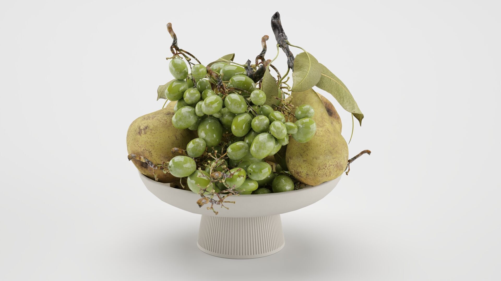 Bowl of Pearls and Grapes 3D model_7