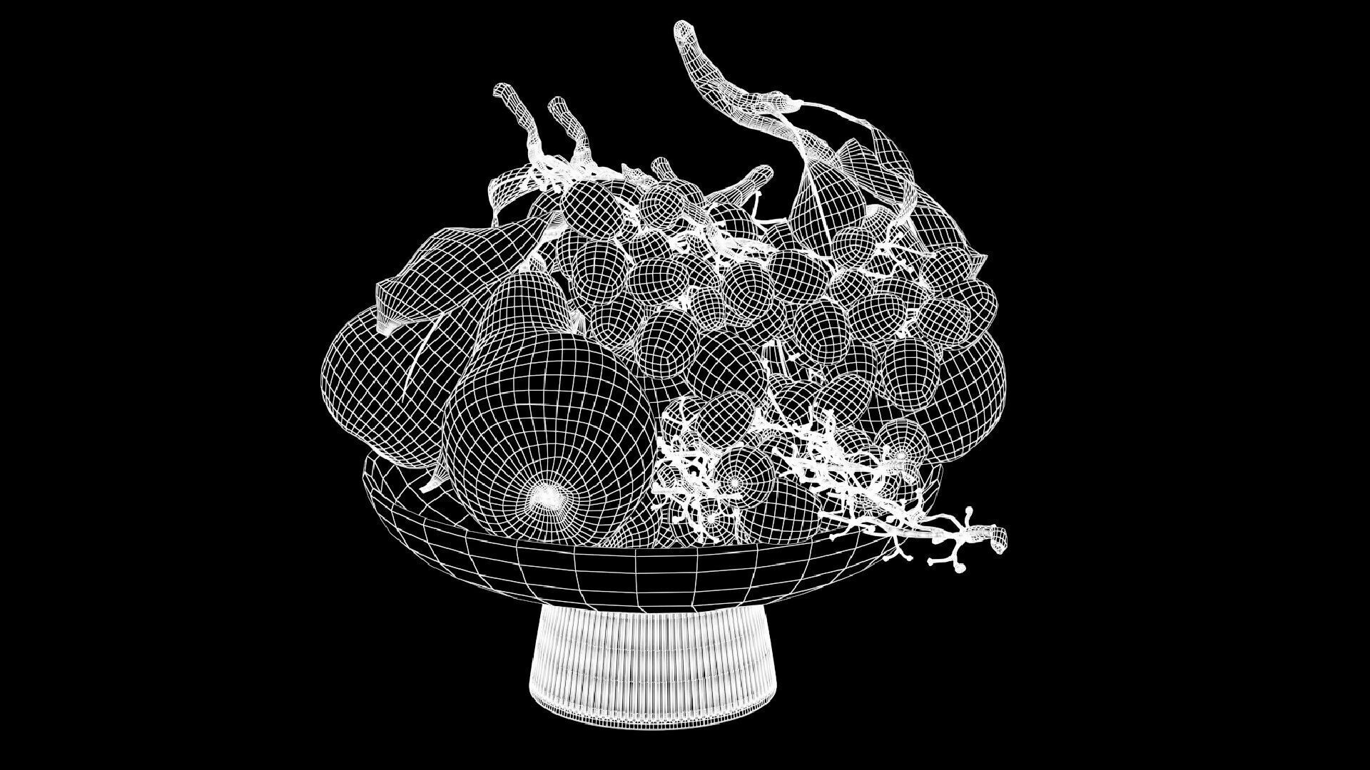 Bowl of Pearls and Grapes 3D model_8