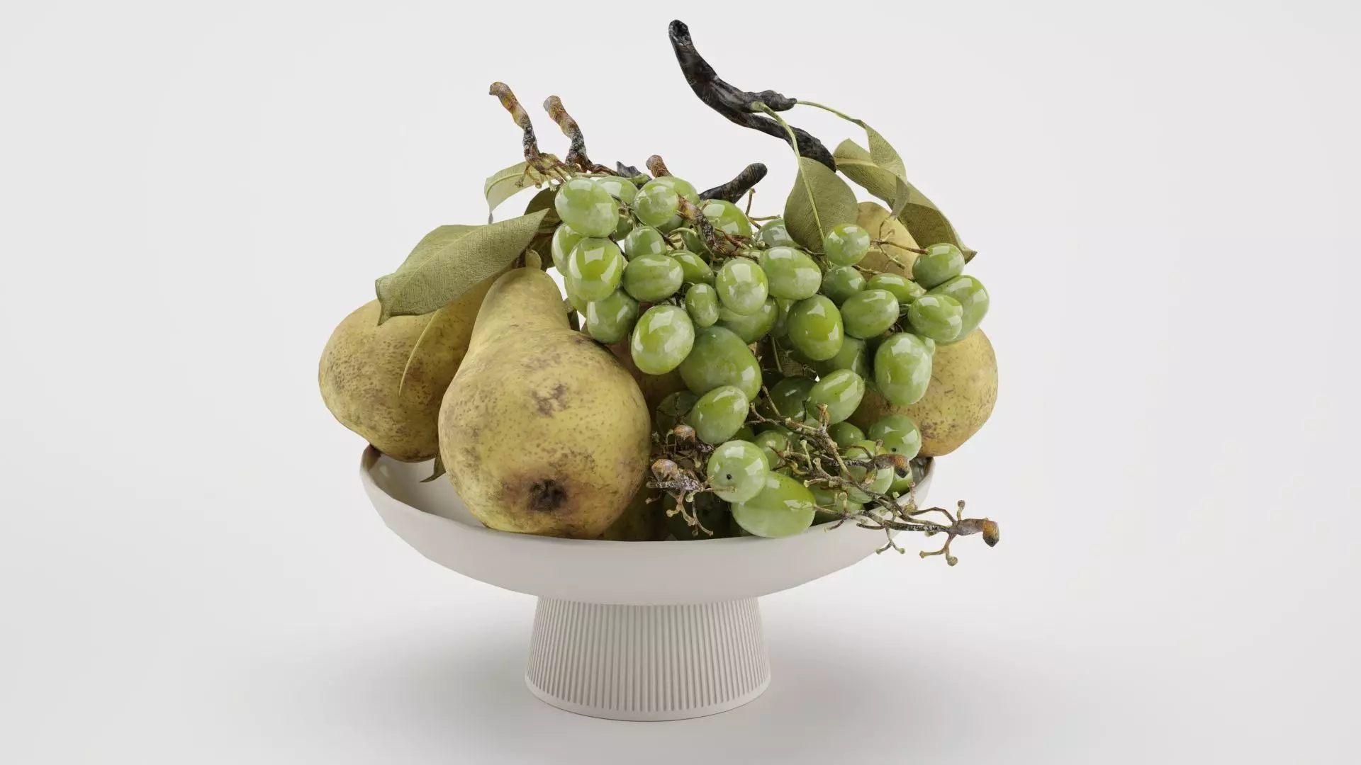 Bowl of Pearls and Grapes 3D model_0