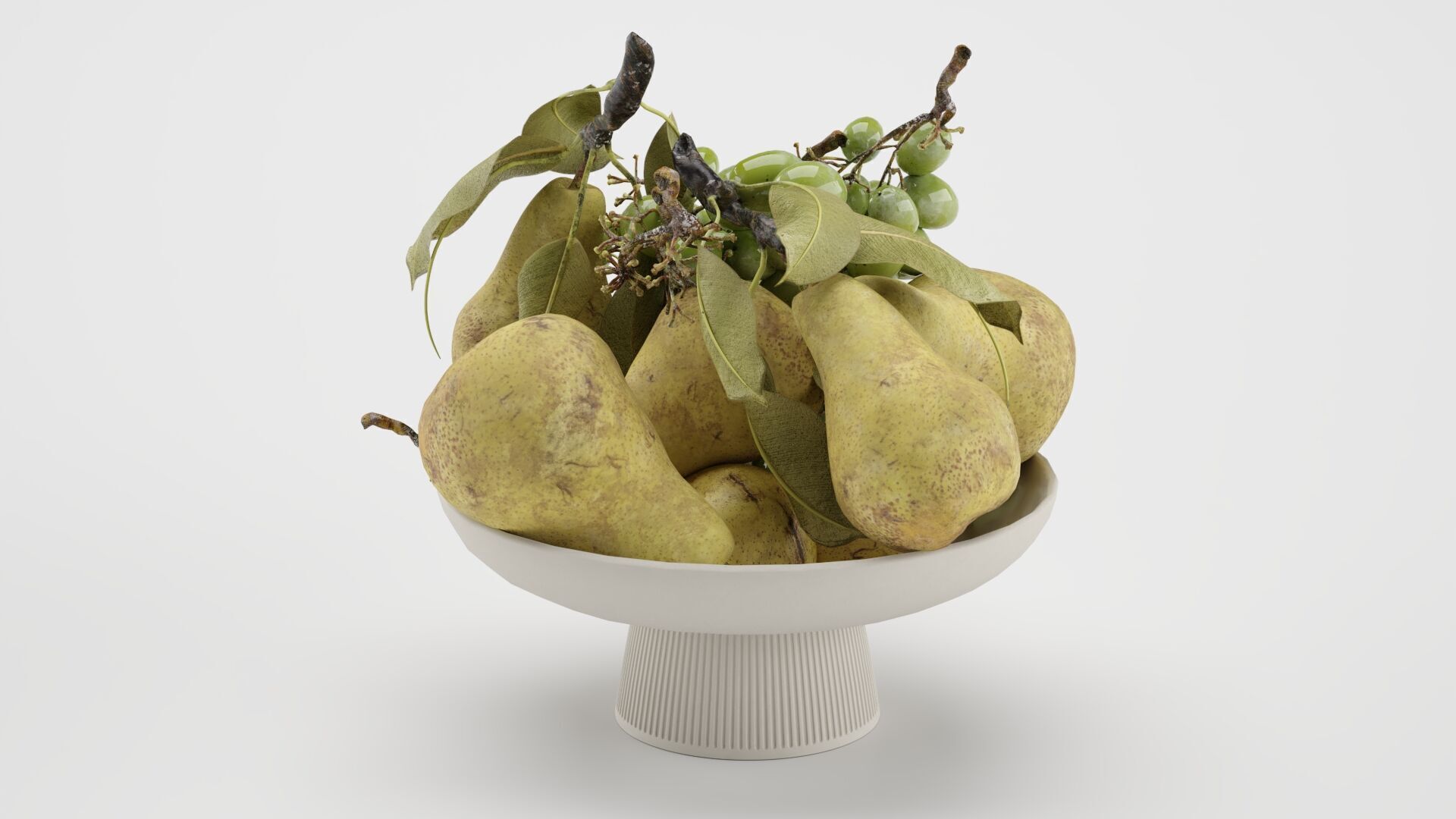 Bowl of Pearls and Grapes 3D model_2