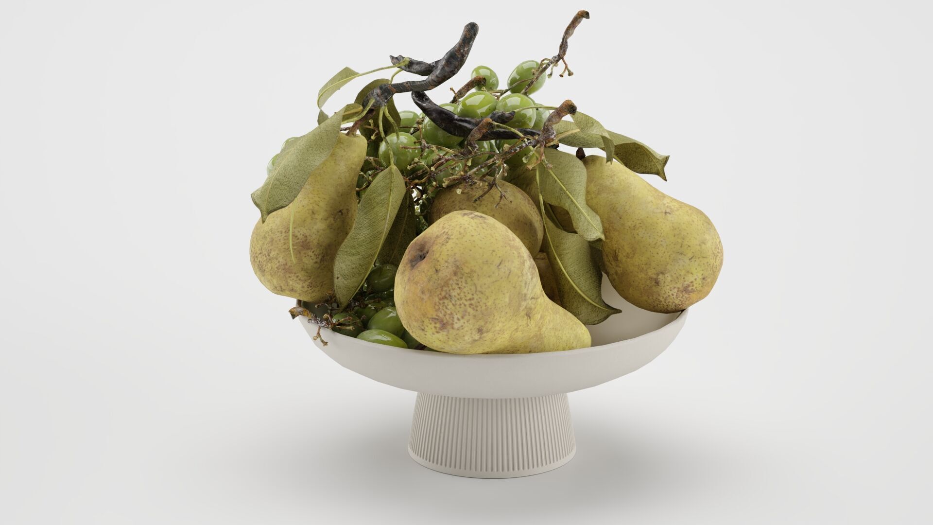 Bowl of Pearls and Grapes 3D model_4
