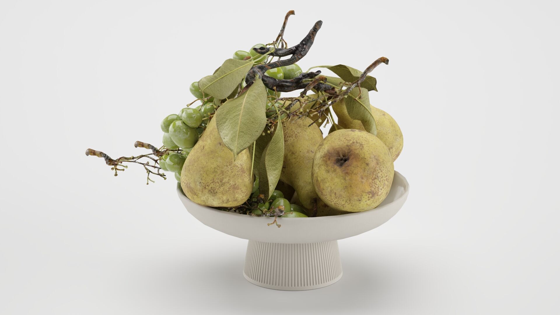 Bowl of Pearls and Grapes 3D model_5