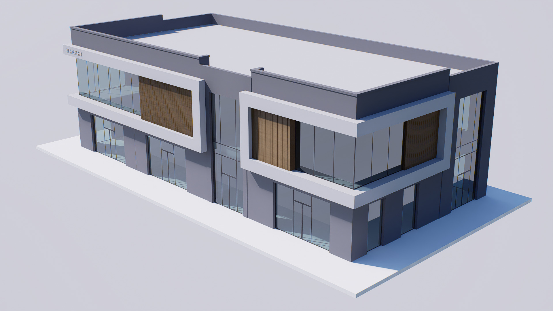 Building market Low-poly 3D model_4