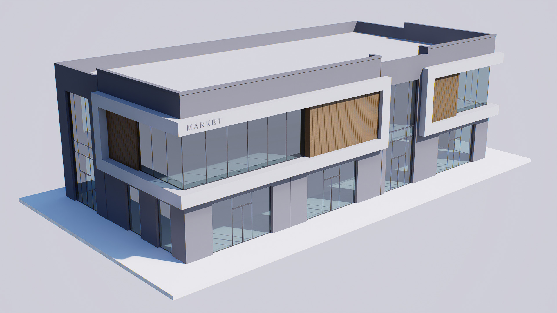 Building market Low-poly 3D model_3