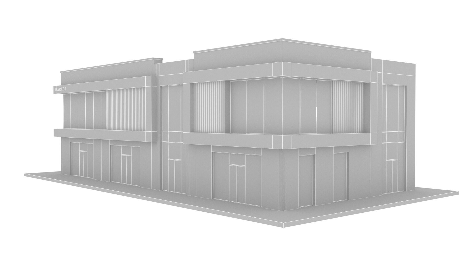 Building market Low-poly 3D model_5