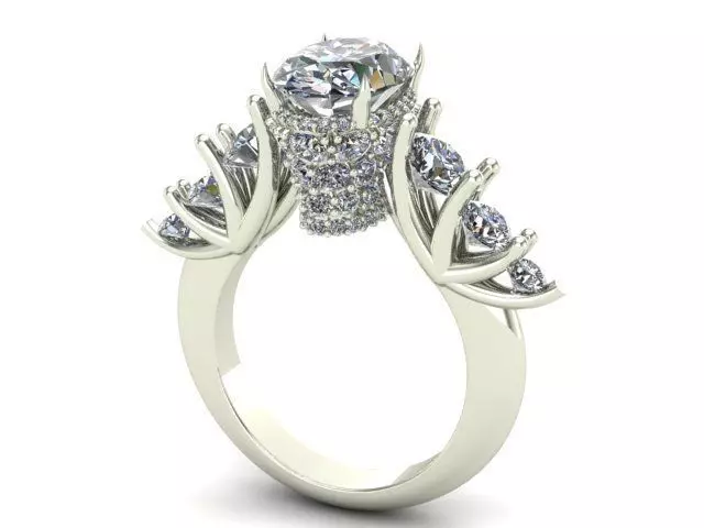 Engagement Ring With Oval and Rounded Diamonds  3D model_0