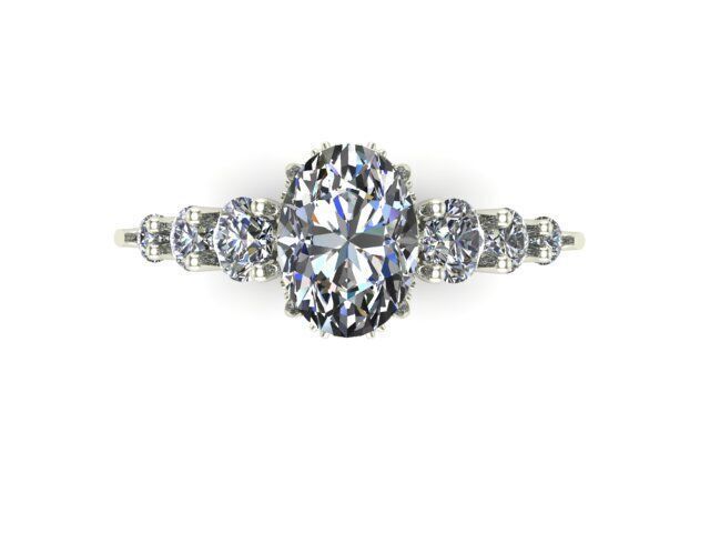 Engagement Ring With Oval and Rounded Diamonds  3D model_1