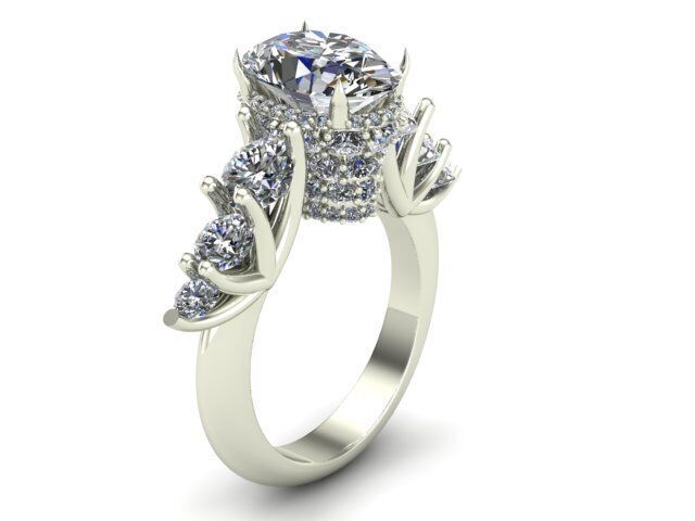 Engagement Ring With Oval and Rounded Diamonds  3D model_2