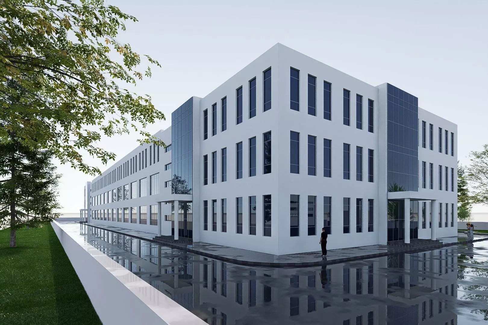 industrial building Low-poly 3D model_0