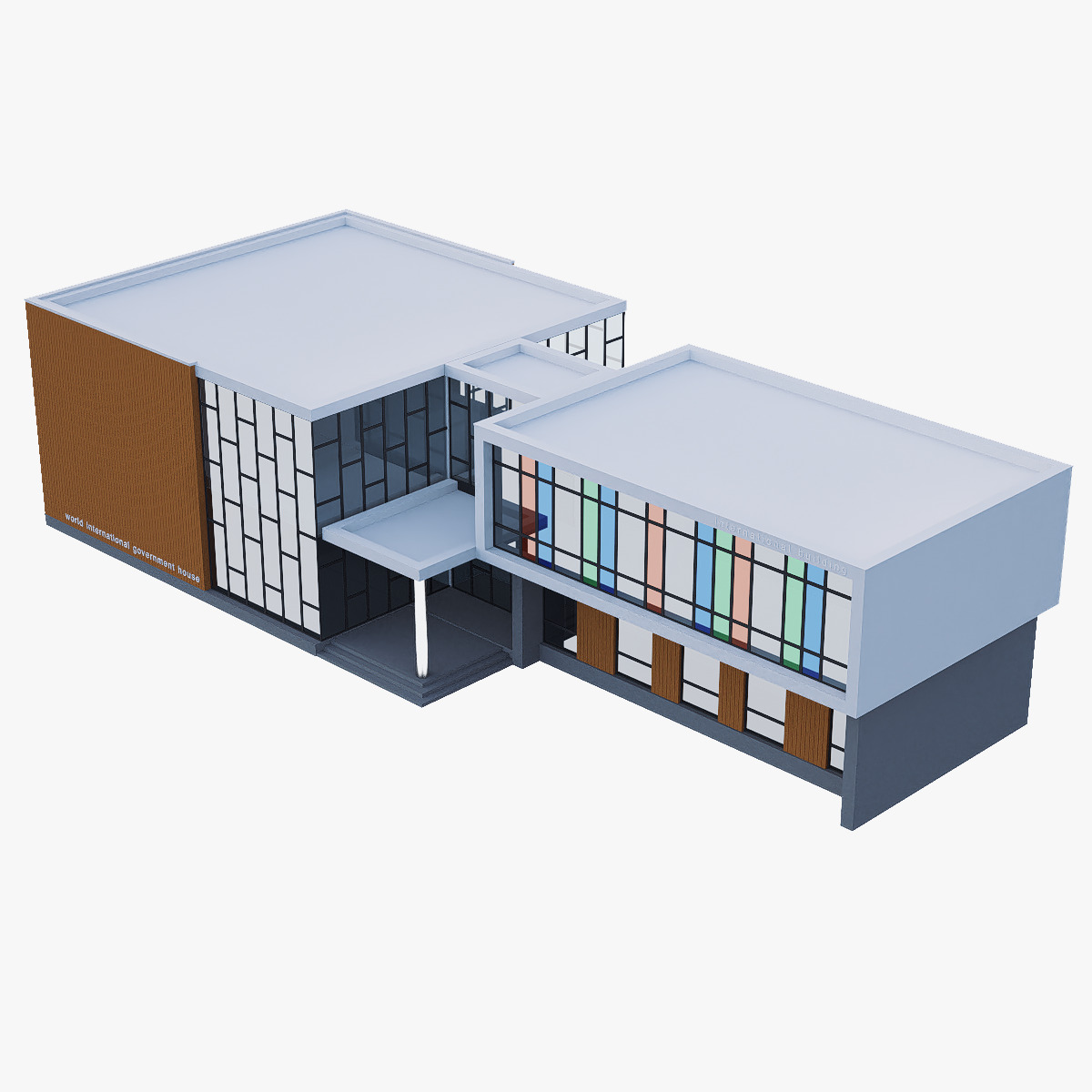 Building hospital Low-poly 3D model_2
