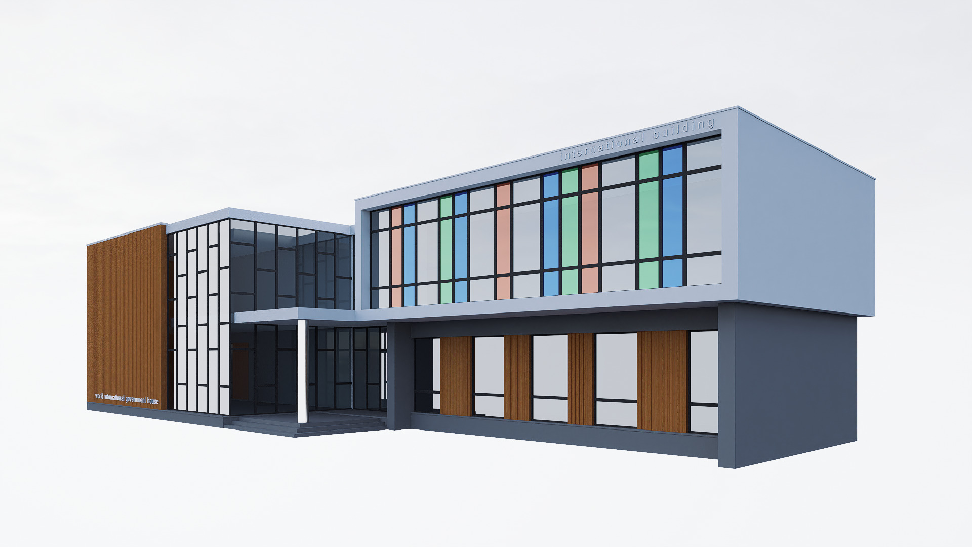Building hospital Low-poly 3D model_5