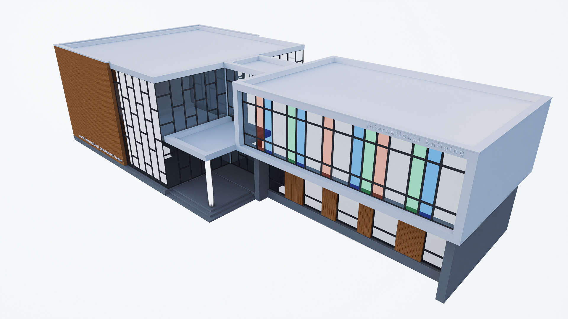 Building hospital Low-poly 3D model_8