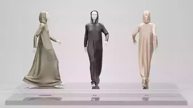 hooded dress Walk Cycle Animation Clo Marvelous Designer 