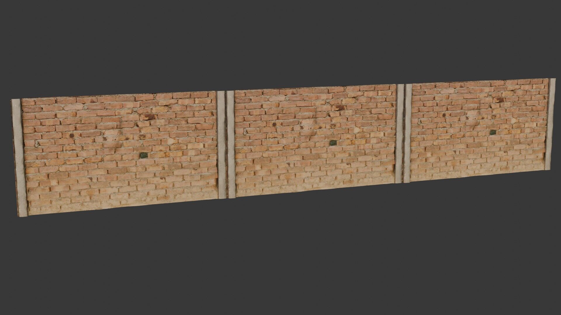 Old Brick Wall Scan Low-poly 3D model_1