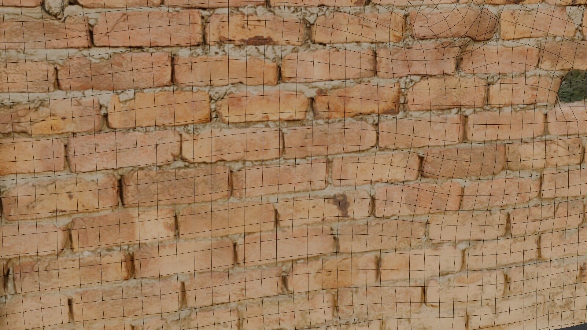 Old Brick Wall Scan Low-poly 3D model_2