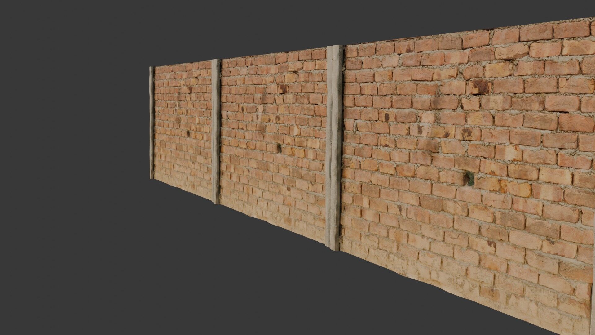 Old Brick Wall Scan Low-poly 3D model_5