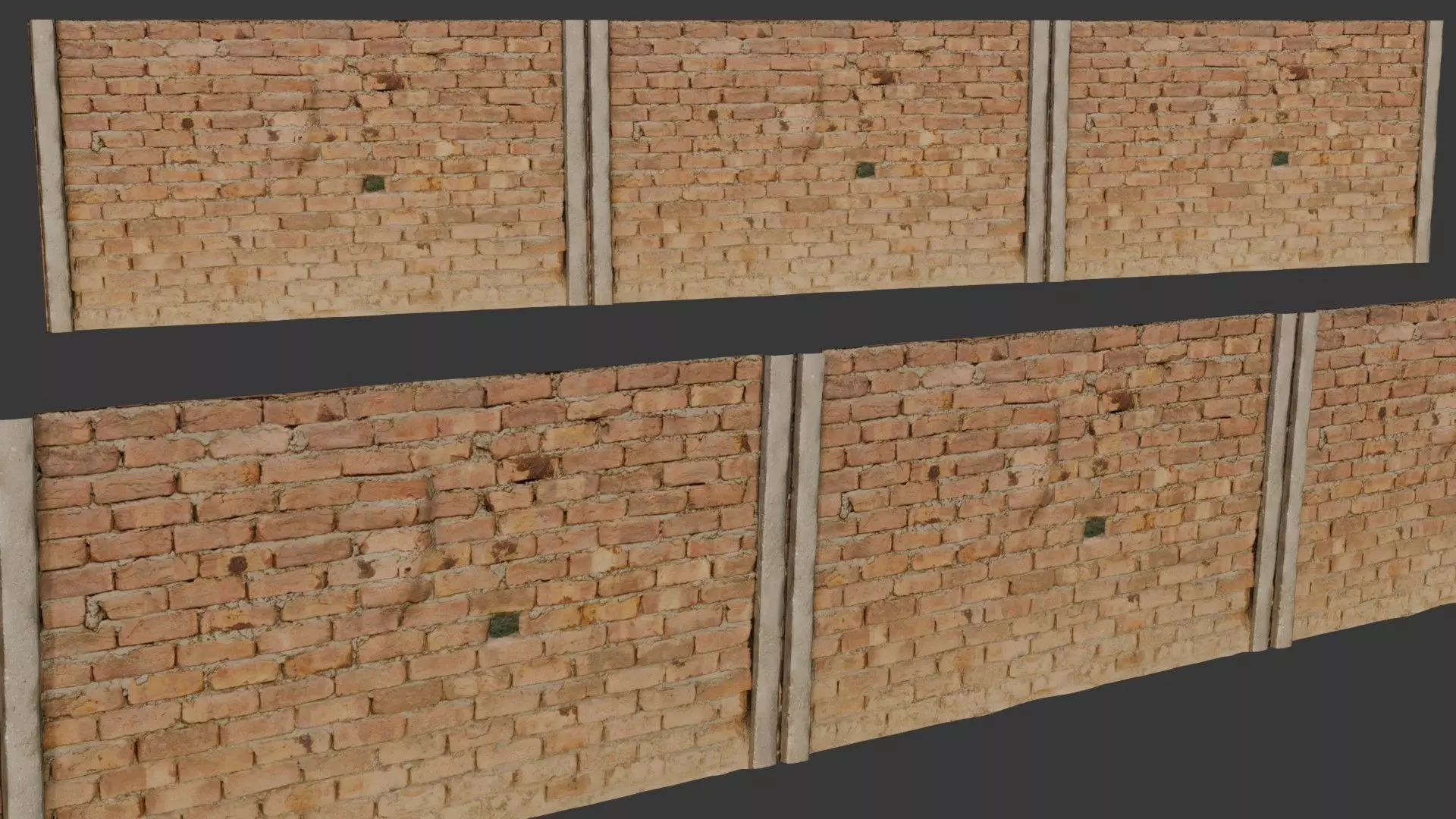 Old Brick Wall Scan Low-poly 3D model_0