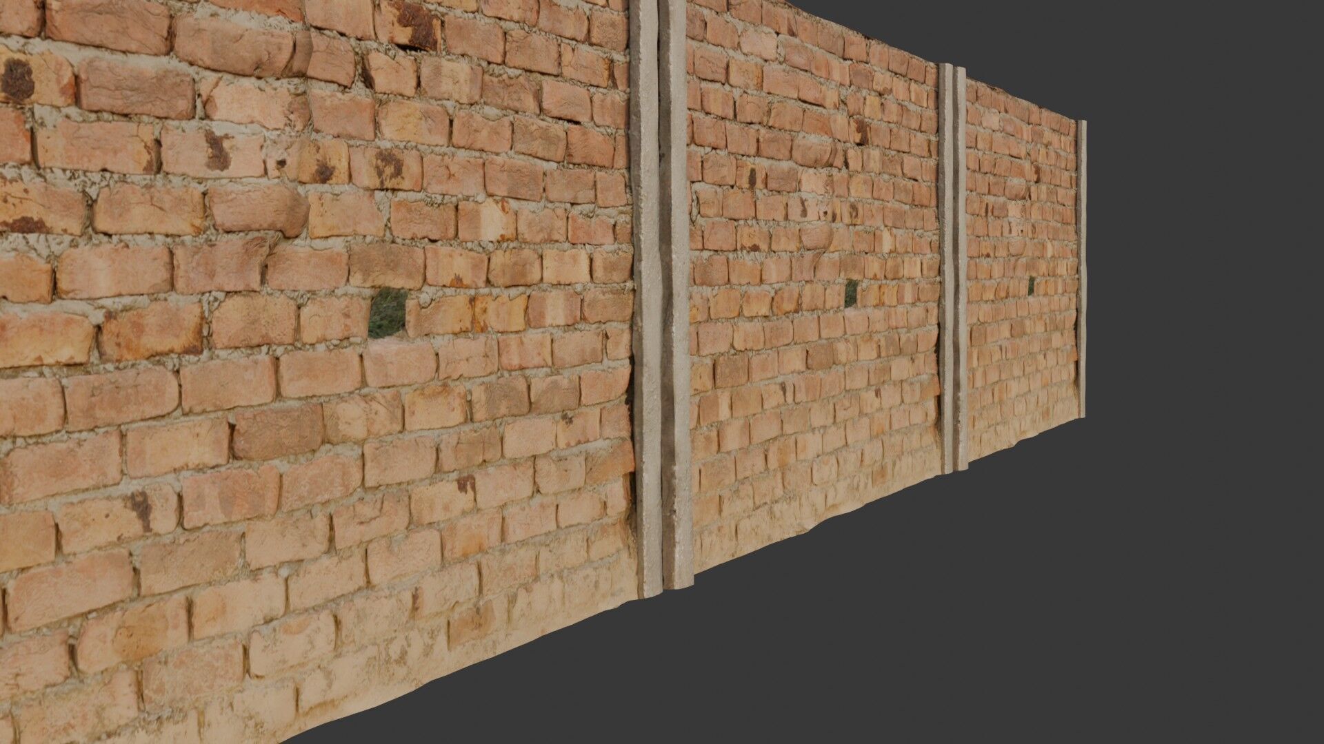 Old Brick Wall Scan Low-poly 3D model_6