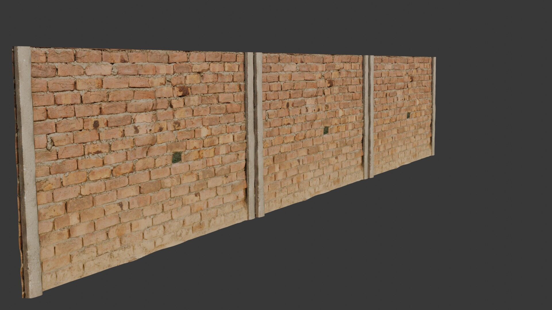 Old Brick Wall Scan Low-poly 3D model_4