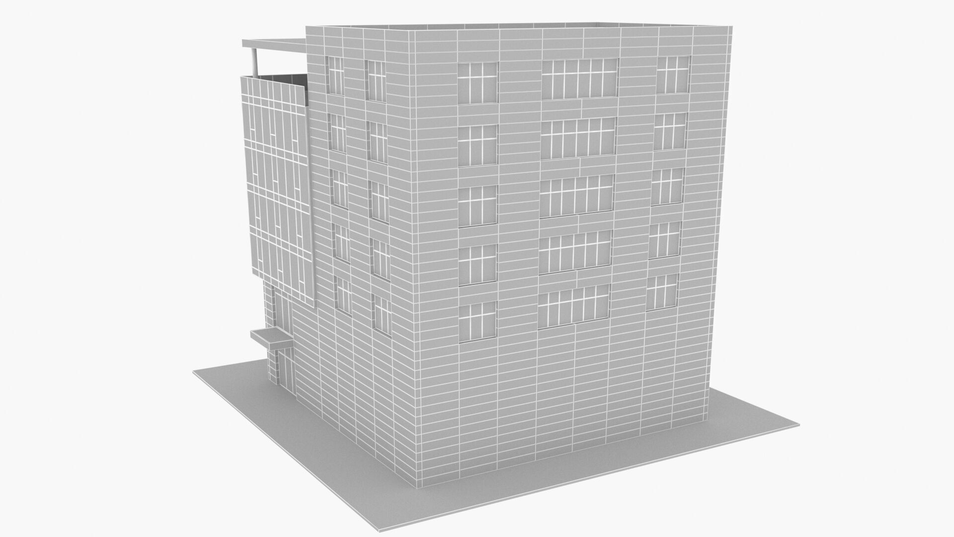 office building Low-poly 3D model_12