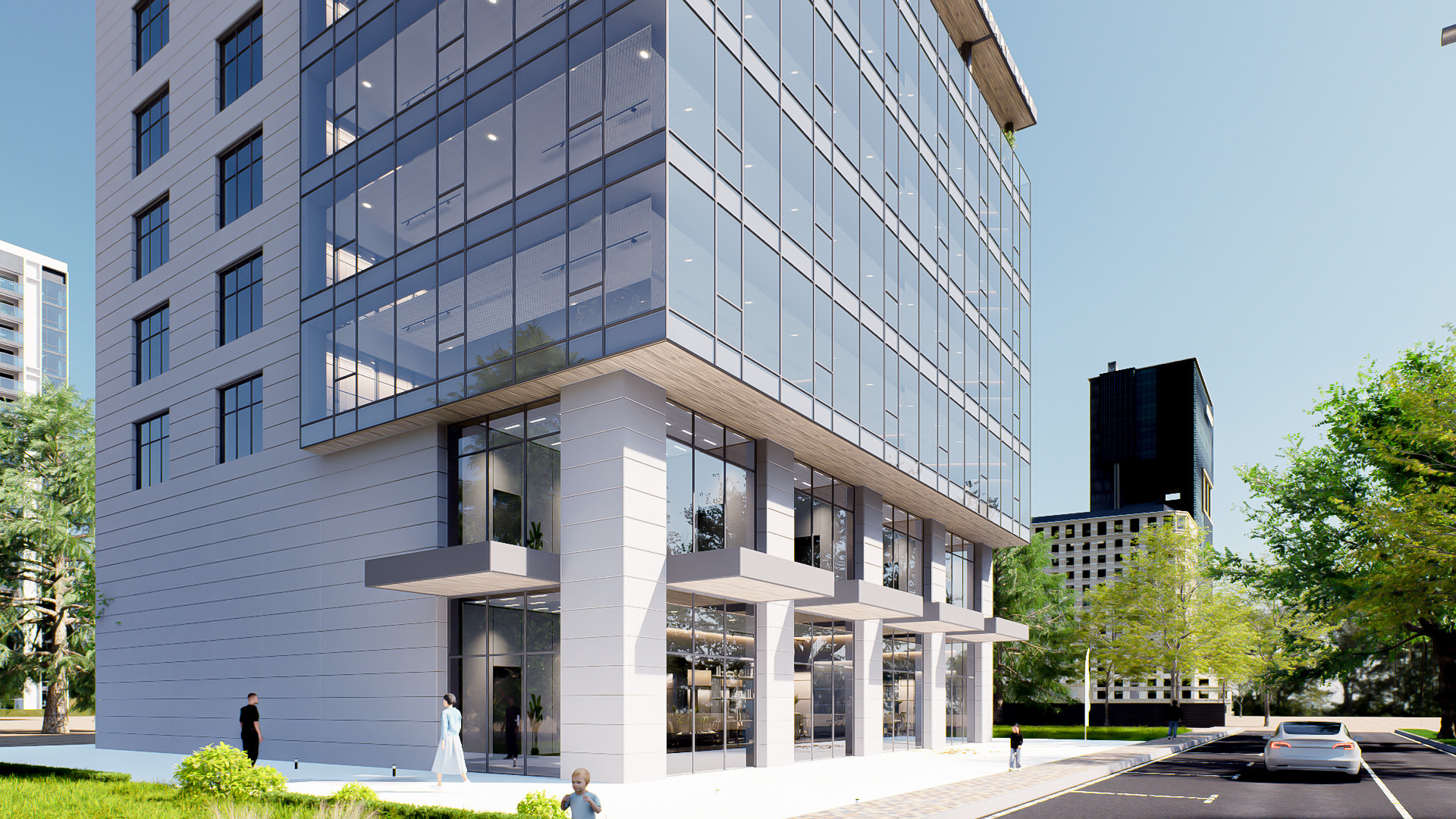 office building Low-poly 3D model_3