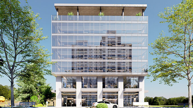 office building Low-poly 3D model 2