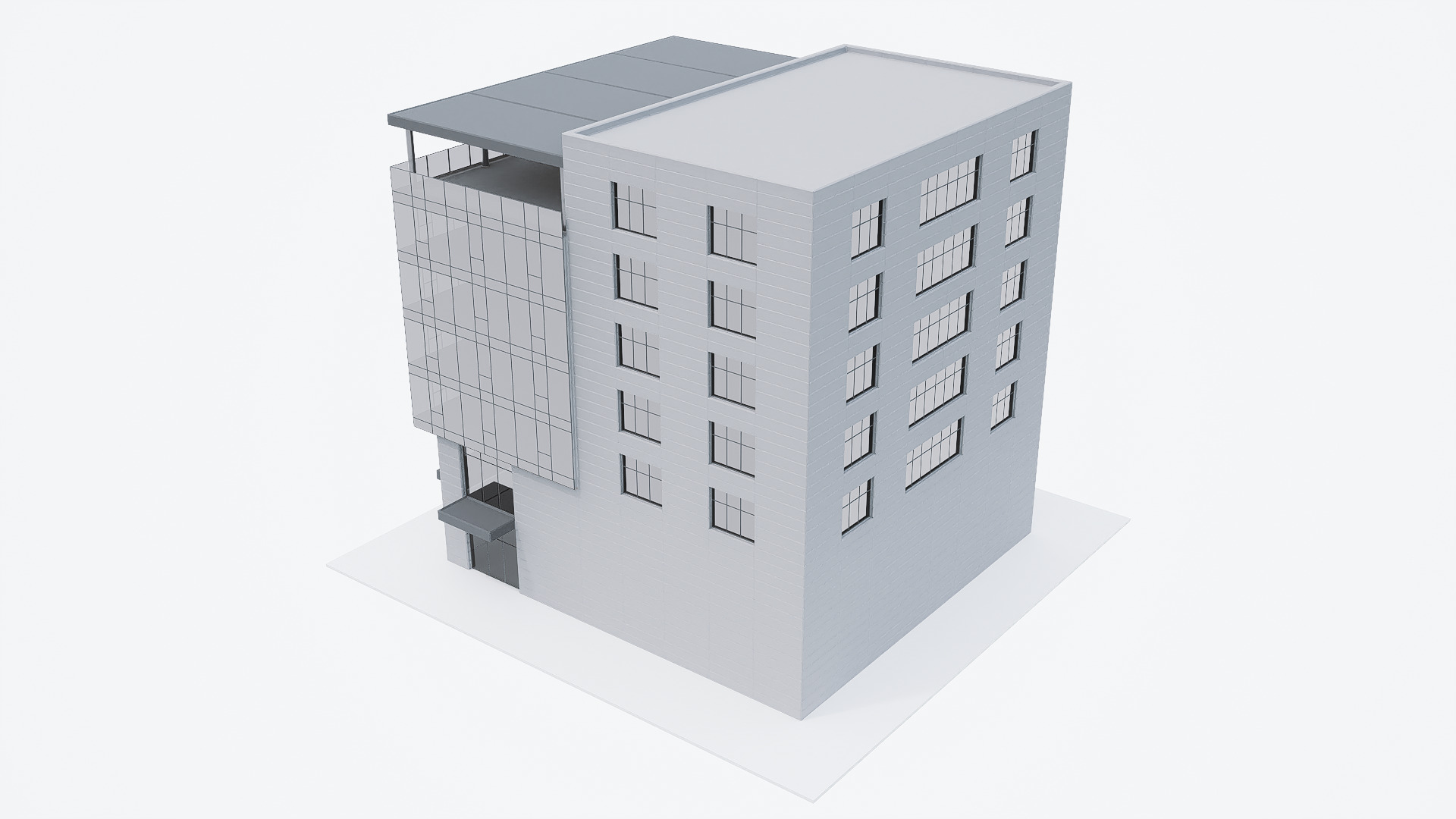 office building Low-poly 3D model_4