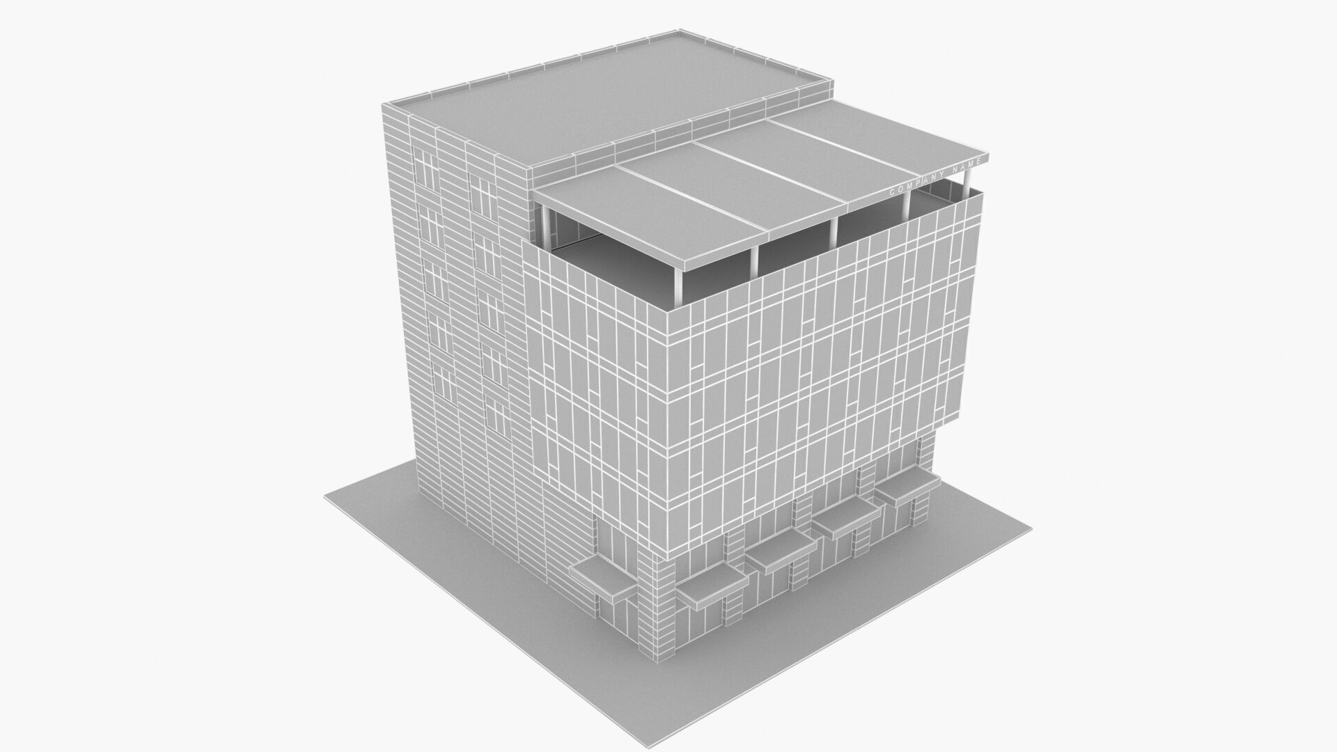 office building Low-poly 3D model_8