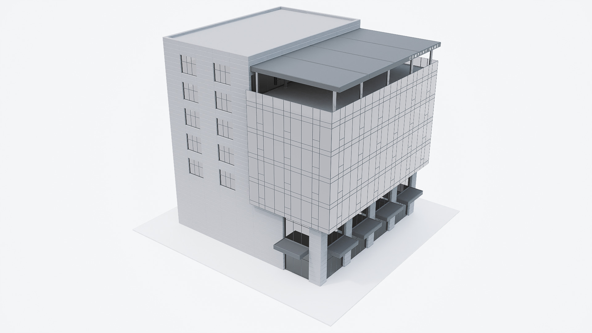 office building Low-poly 3D model_6