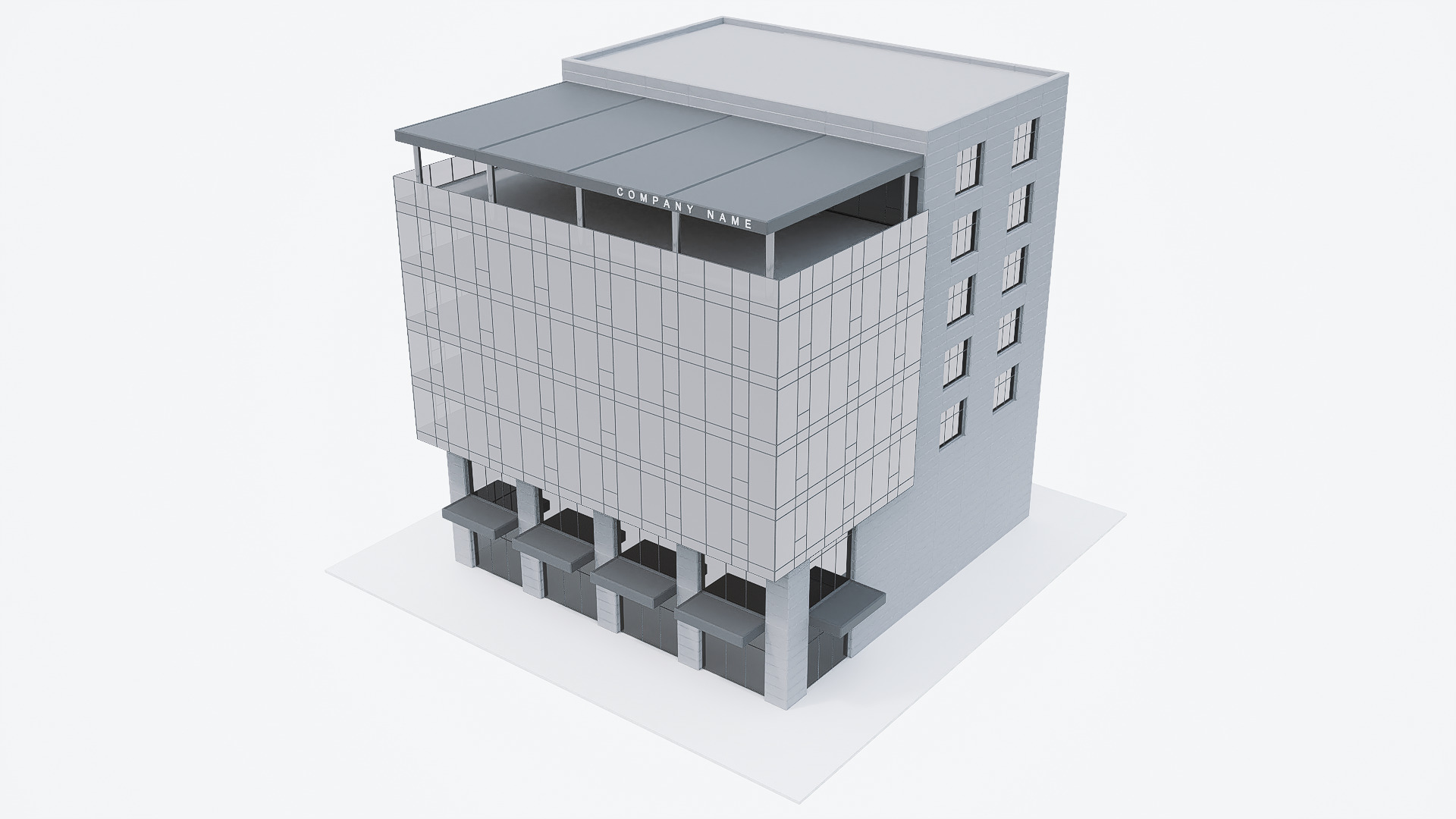 office building Low-poly 3D model_5