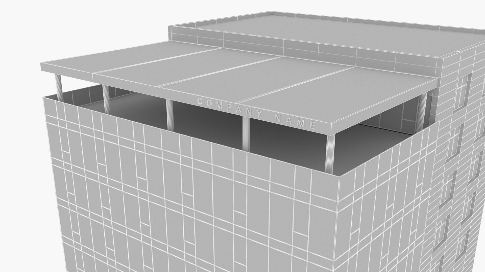 office building Low-poly 3D model_10