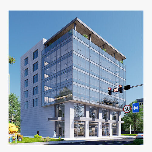 office building Low-poly 3D model 3