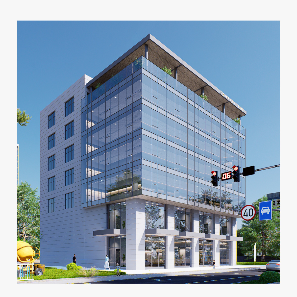 office building Low-poly 3D model_2