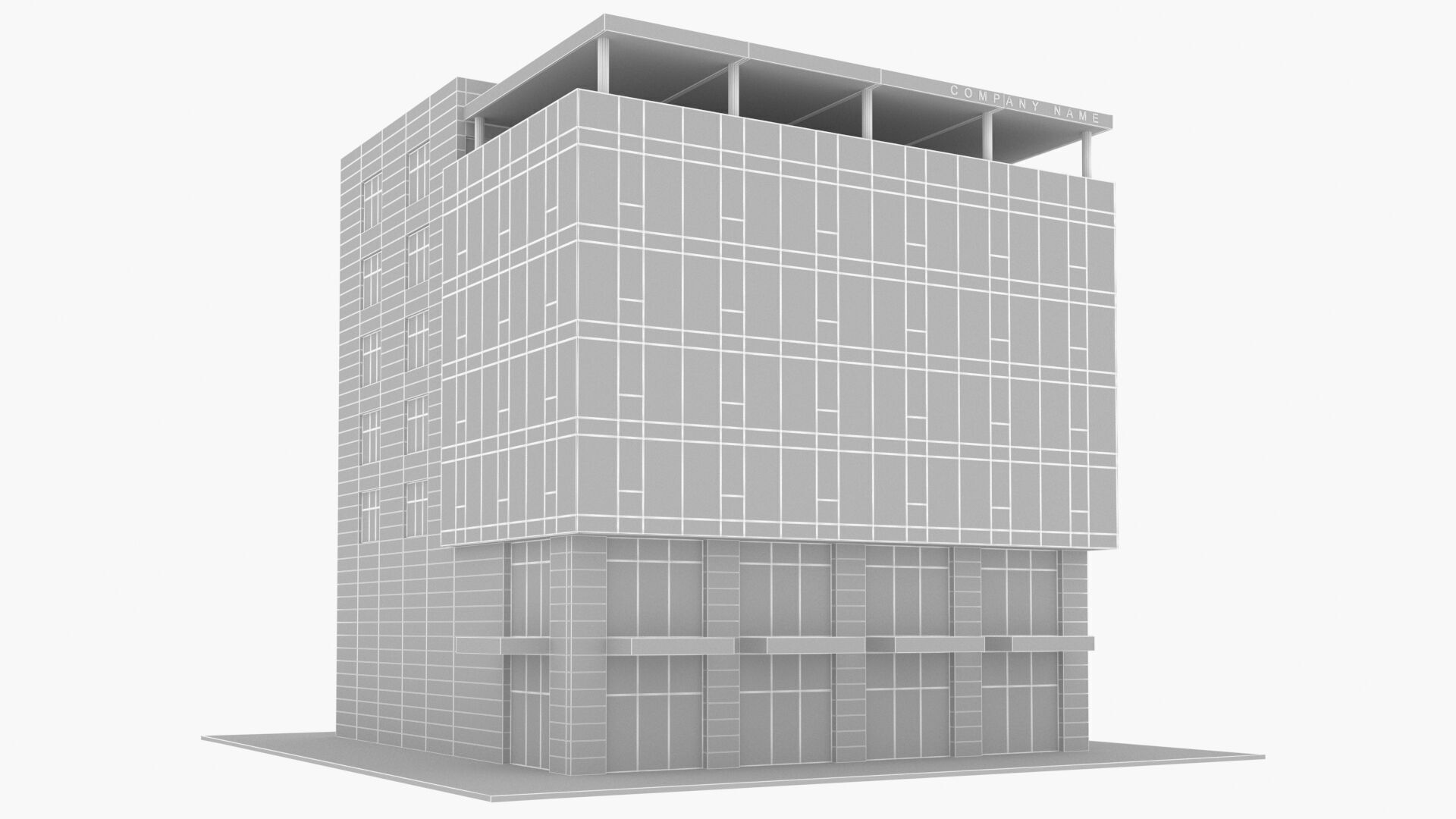 office building Low-poly 3D model_11