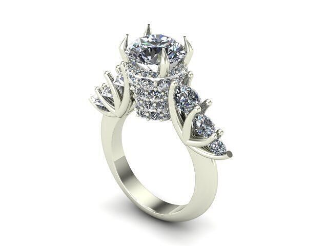 Engagement Ring With Many Diamonds 3D model