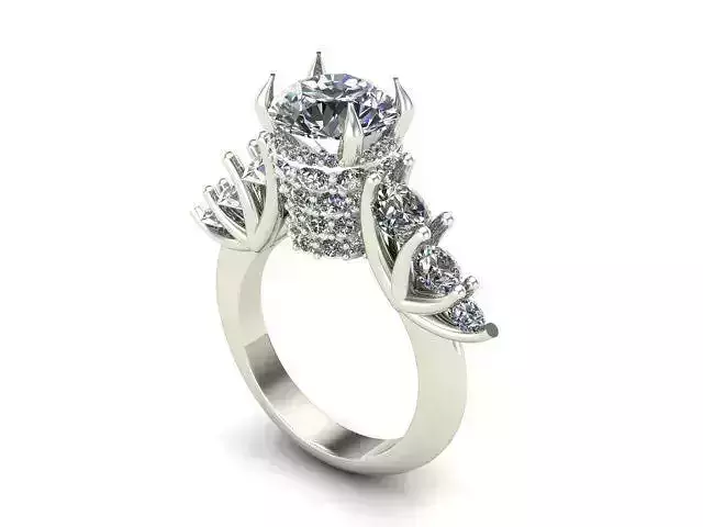 Engagement Ring With Many Diamonds