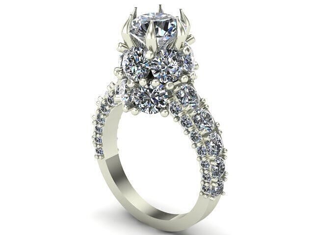 Engagement Ring With Claw Prong 3D model