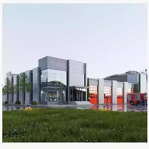 fire station Low-poly 3D model